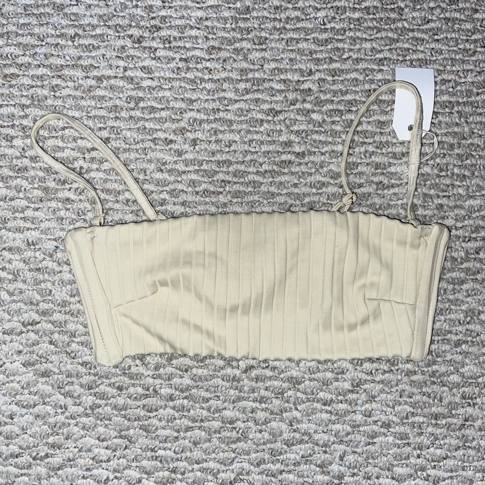 Montce Swim Beige Wide Rib Summer Bikini Top